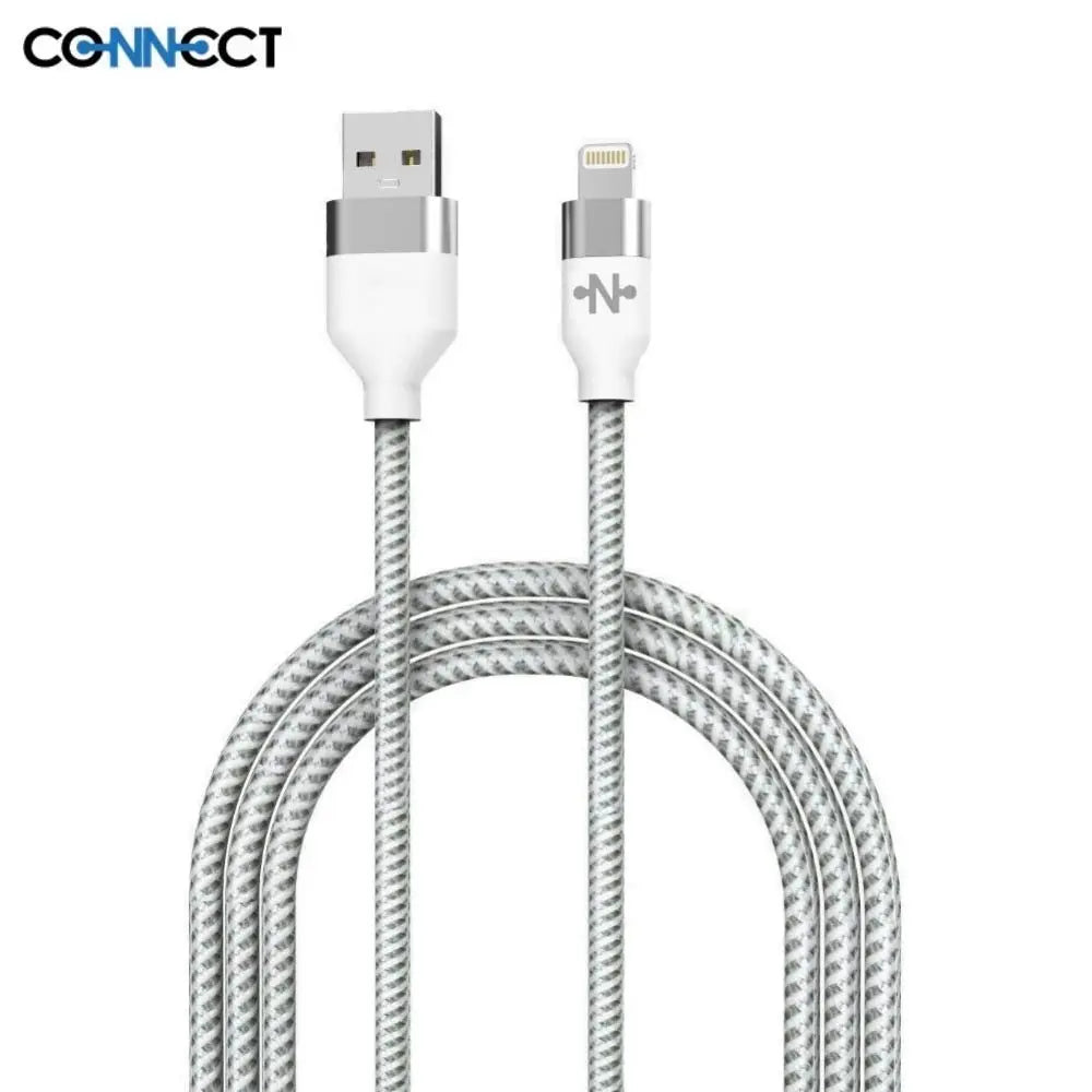 Câble Data USB vers Lightning CONNECT MC-CLB4 Nylon Tressé 12W (1m) Blanc