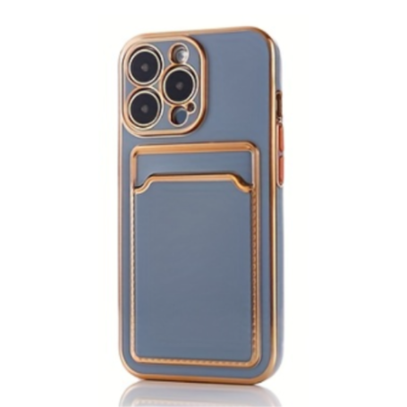 Coque de téléphone anti choc avec porte carte Bleu Apple IPhone