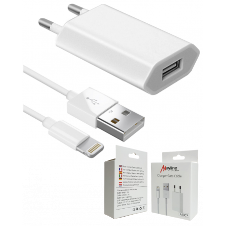 Kit Chargeur Câble USB vers Lightning 1M (Mayline)