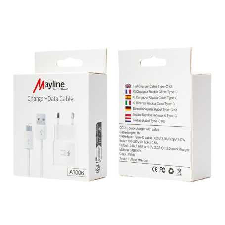 Kit Chargeur Rapide Câble USB vers Type-C 1M (Mayline)