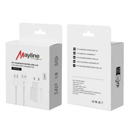 Kit Chargeur Rapide Câble USB vers Type-C 1M (Mayline)