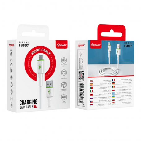 Câble Micro USB - D-power F6007 - 1M Blanc