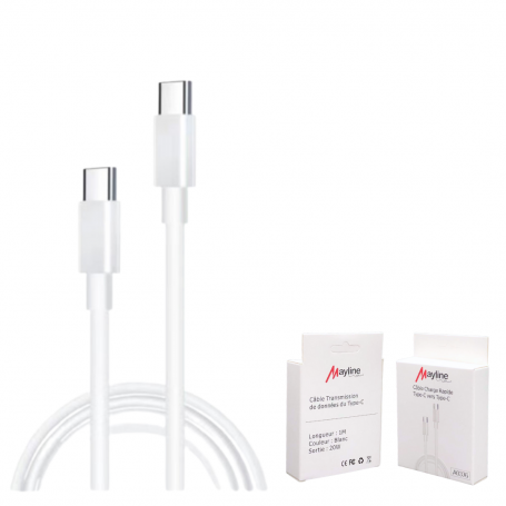 Câble Type-C vers Type-C 20W- Compatible avec iPhone/Samsung - 1m (Mayline)