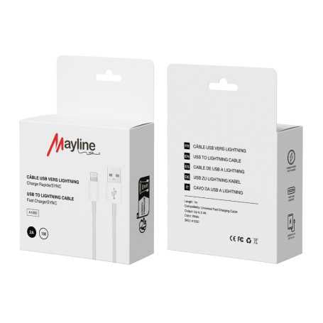 Câble USB vers Lightning 20W -1M (Mayline)