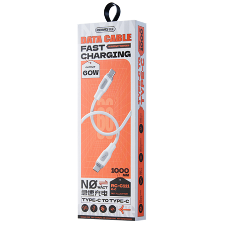 Câble USB-C / USB-C Charge Rapide 60W REMAX Série Ruinay RC-C111 - 1M - Blanc