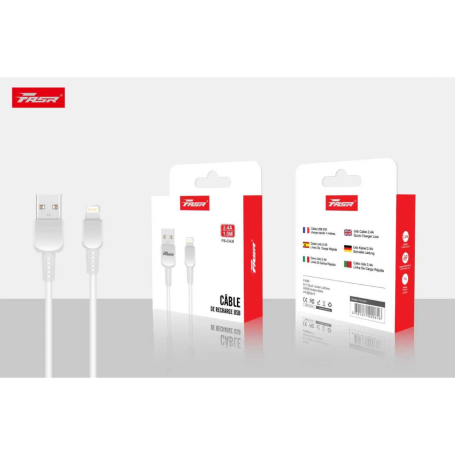 Câble USB Lightning 2.4A FASR FS-CA3I - 1M - Blanc