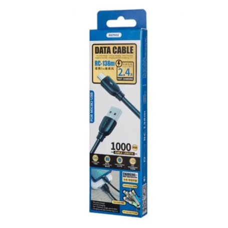 Câble Micro-USB 2.4A Remax RC-138m - 1M - Noir