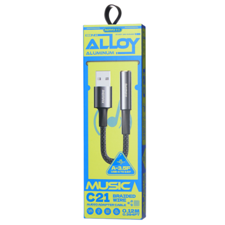 Câble Adaptateur USB / Jack Tressé 3.5mm REMAX C21 - 0.12M - Noir