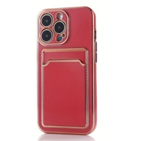 Coque de téléphone antichoc avec porte carte Rouge Apple Iphone